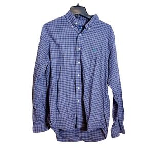Ralph Lauren Button Down Shirt Mens Large Purple Plaid Long Sleeve Flannel Logo